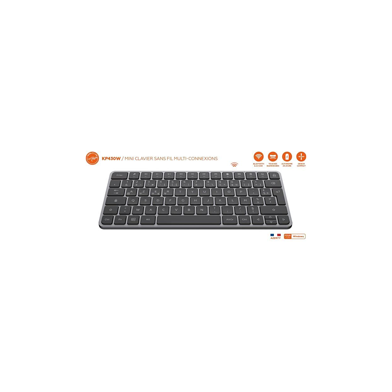 Mini clavier sans fil - Touches plates - MOBILITY LAB - KP430W - AZERTY - FR - Noir