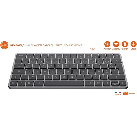 Mini clavier sans fil - Touches plates - MOBILITY LAB - KP430W - AZERTY - FR - Noir