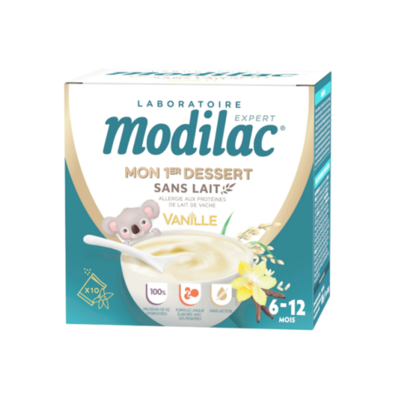 Modilac Mon 1er Dessert Sans Lait Goût Vanille - De 6 à 12 mois, 10 Sachets