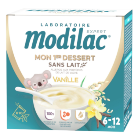 Modilac Mon 1er Dessert Sans Lait Goût Vanille - De 6 à 12 mois, 10 Sachets