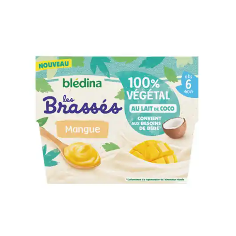 BLEDINA BRASSES 100% VEGETAL MANGUE 4X95G