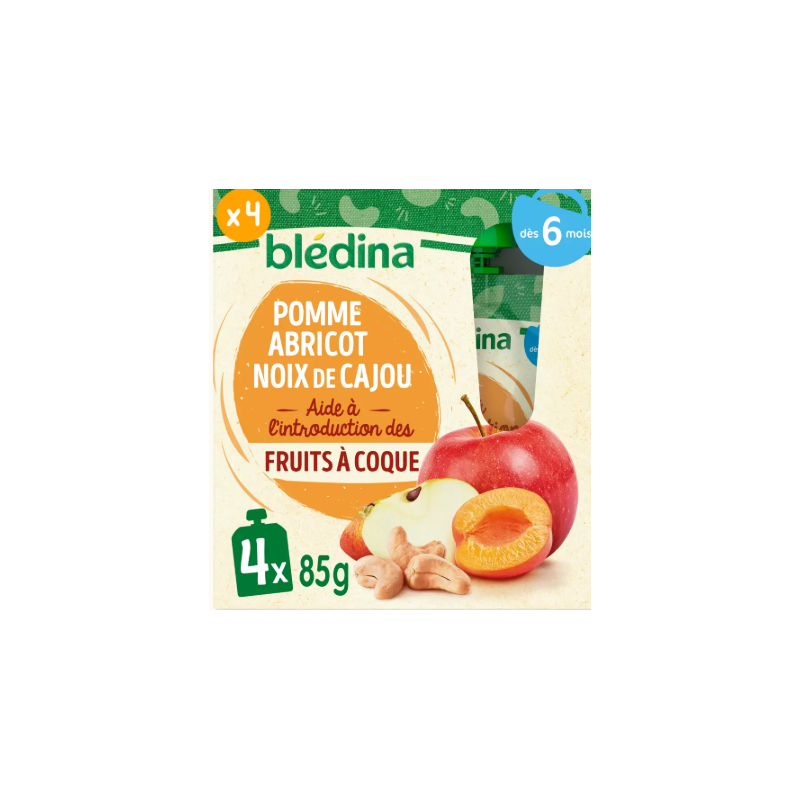 Gourdes Fruitées Pomme, Abricot et Noix de Cajou - Lot x4