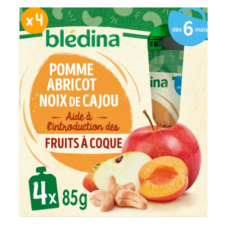 Gourdes Fruitées Pomme, Abricot et Noix de Cajou - Lot x4