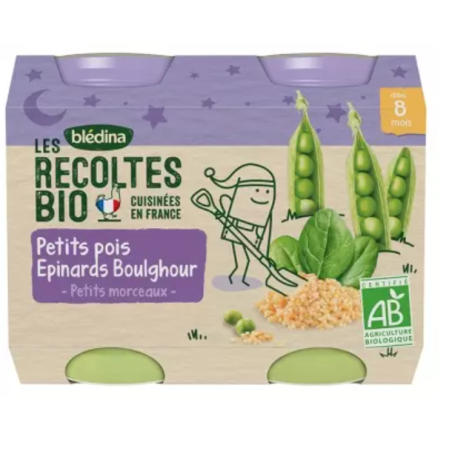 BLEDINA PETITS POIS EPINARD BOULGH 2X200G