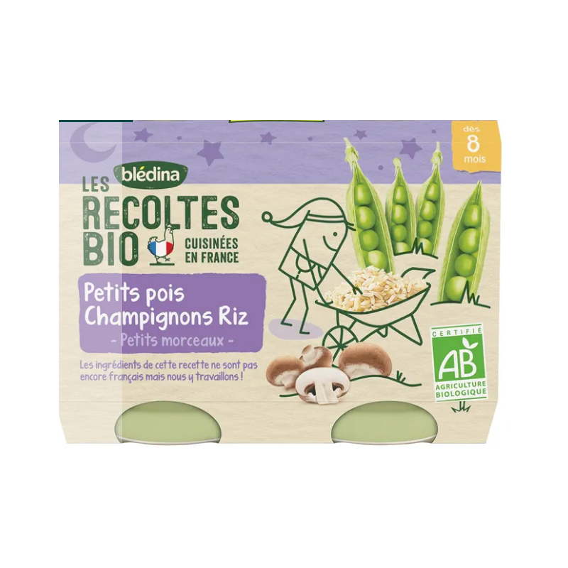 BLEDINA RECOLTES BIO PP CHAMP RIZ 2X200G