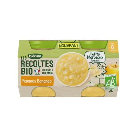 Blédina Les Récoltes Bio Compote Pomme Banane 2x130g