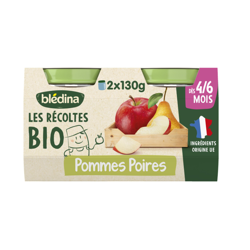 BLEDINA BIO POMMES POIRES 2X130G