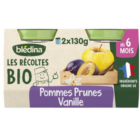 BLEDINA POMMES PRUNES VANILLE 2X130G