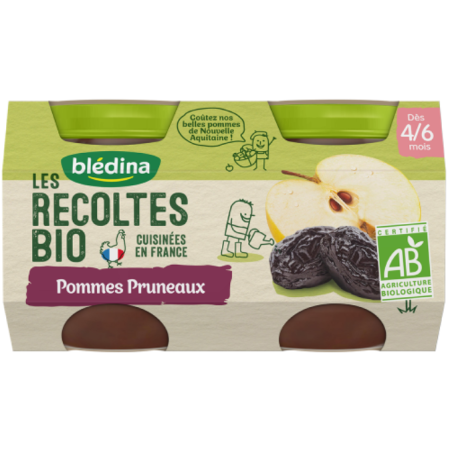 BLEDINA RECOLTES BIO POMM/PRUNEAUX 2X130G