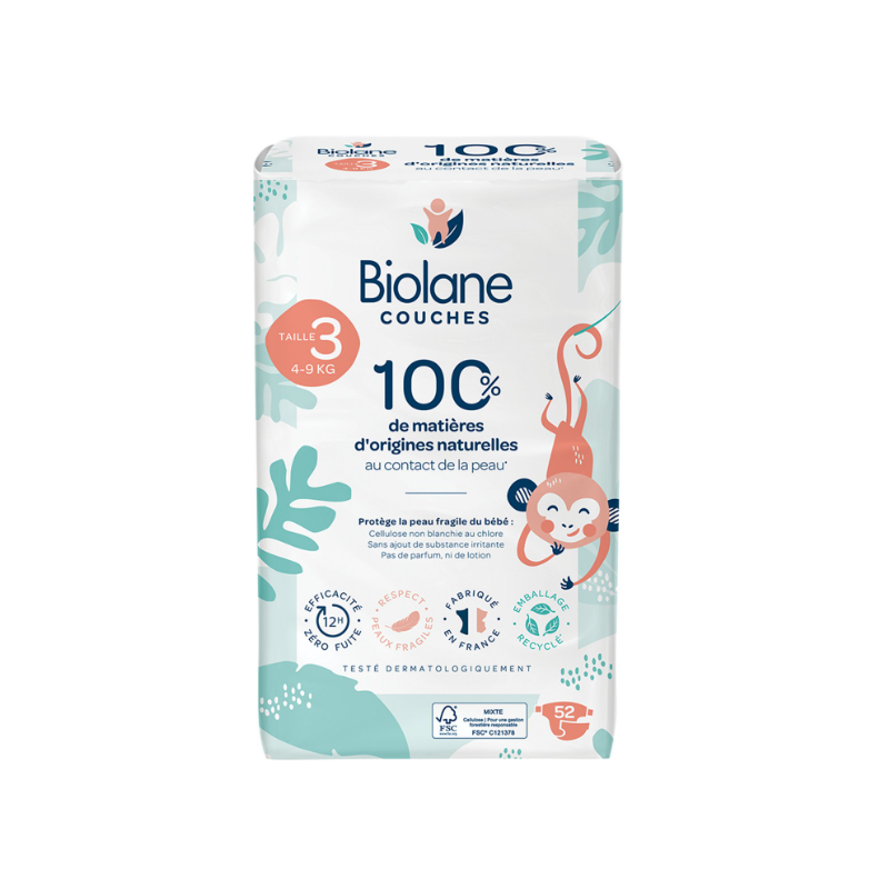 BIOLANE BEBE Couches écologiques Taille 3 - 52 Couches