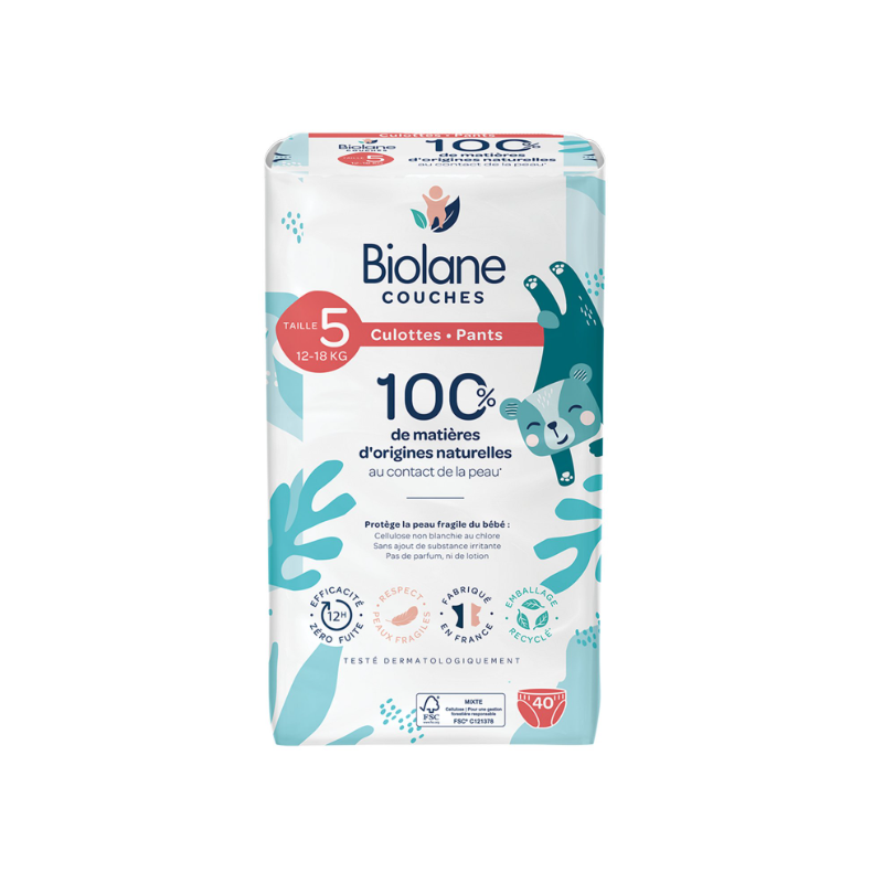 Couches-Culottes Taille 5 12-18kg Naturelles BIOLANE