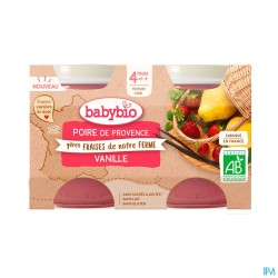 BABYBIO POIRE/FRAISE/VANIL 2X130G