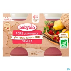 BABYBIO POIRE/FRAISE/VANIL 2X130G