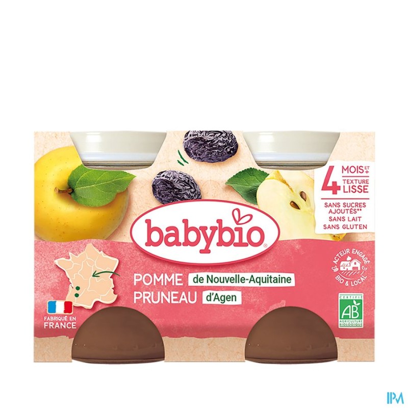 BABYBIO POMME/PRUNEAU 2X130G