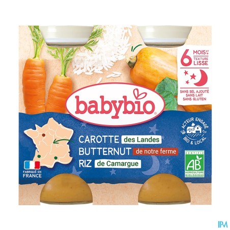 BABYBIO B/NUI CAROT/BUTT/RIZ2X200G