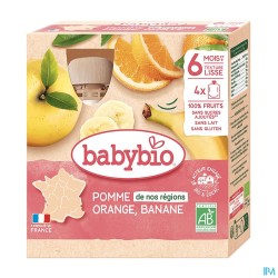 BABYBIO GOURD POM/ORANG/BANA 4X90G