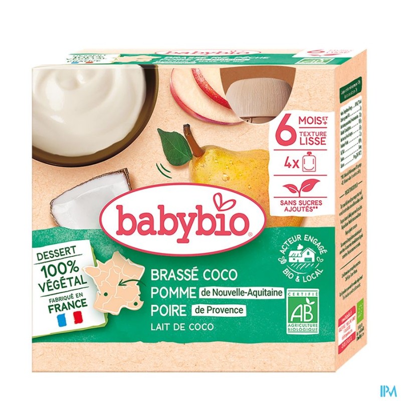 BABYBIO GOURD COCO POM/POIRE 4X85G