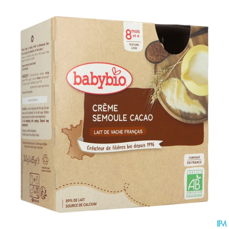 BABYBIO GOURD CR SEMOUL CACAO4X85G