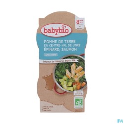 BABYBIO MENU EPINARD/SAUMON 2X200G