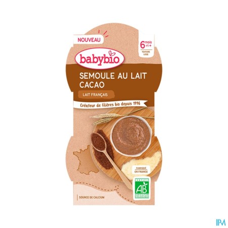 BABYBIO SEMOU/LAIT/CACAO 2X100G