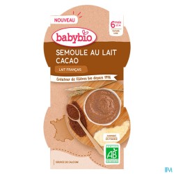 BABYBIO SEMOU/LAIT/CACAO 2X100G