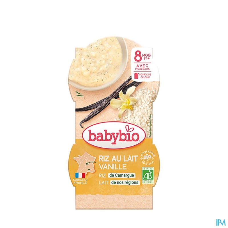 BABYBIO RIZ AU LAIT VANILLE 2X100G