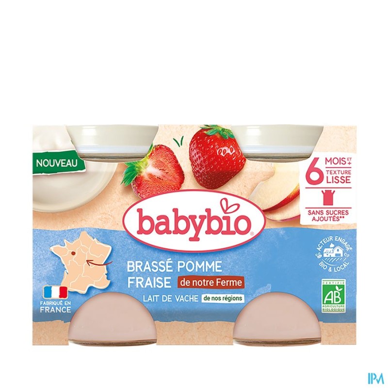 BABYBIO BRASSE POM/FRAISE 2X130G