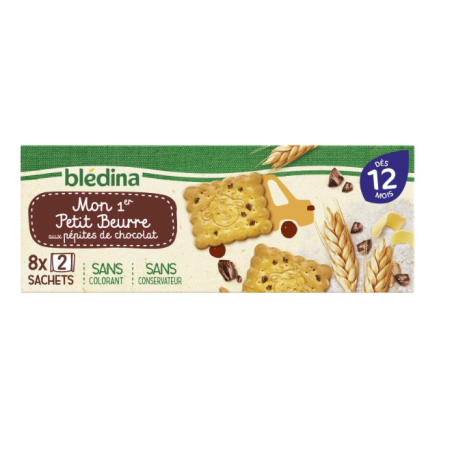 BLEDINA Biscuits Bébé dès 12 mois Petit beurre pépites chocolat