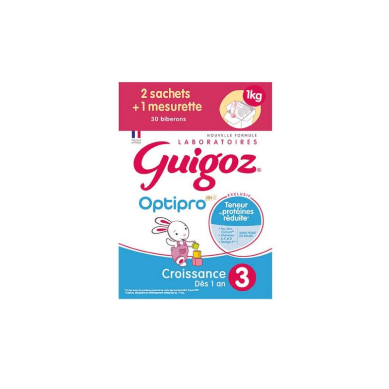GUIGOZ  OPTIPRO CROISSANCE 3 POUDRE SACHET 500G X2