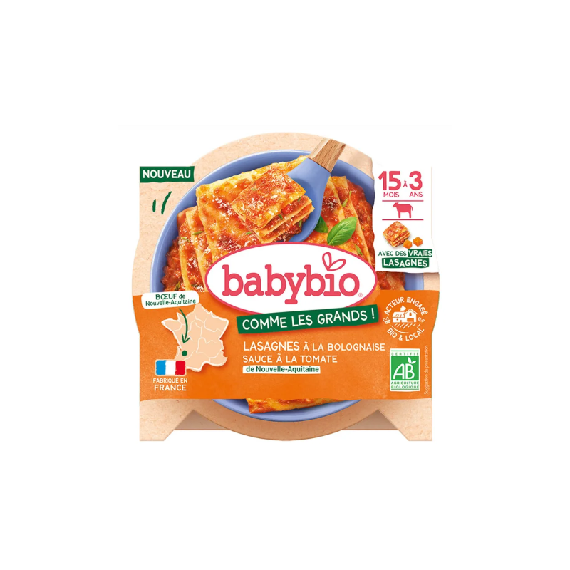 BABYBIO Lasagnes à la bolognaise boeuf et tomate de Nouvelle Aquitaine