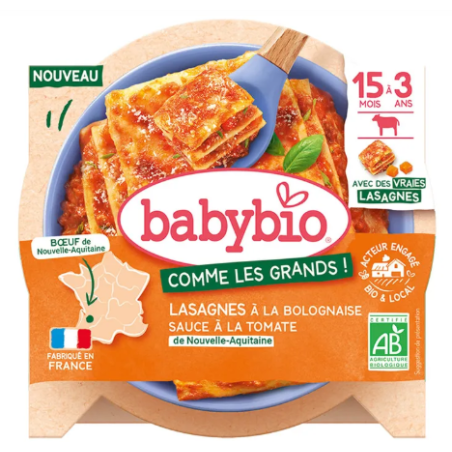 BABYBIO Lasagnes à la bolognaise boeuf et tomate de Nouvelle Aquitaine