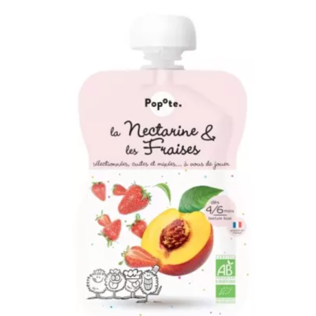 Popote Gourde La Nectarine & Les Fraises Bio Dès 4/6 Mois 120 g