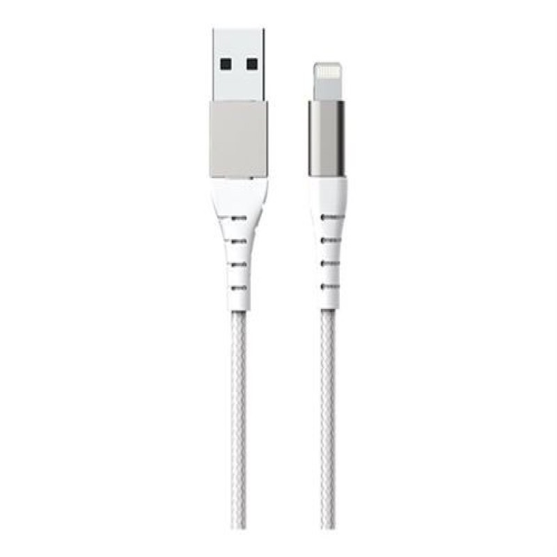 Force Power - USB-kabel - USB (M) Naar Lightning (M) - 2.4 a - 1.2 M - Versterkte Kabel - Wit