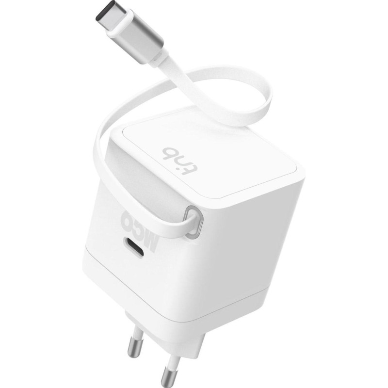 T'nB Chargeur Secteur Gan 1x USB-C 65w Avec Câble (Blanc) (65W), Caricatore USB, Bianco