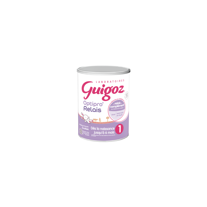 GUIGOZ Optipro Relais 1 – lait infantile en poudre, dès la naissance jusqu’à 6 mois, boîte de 800 g