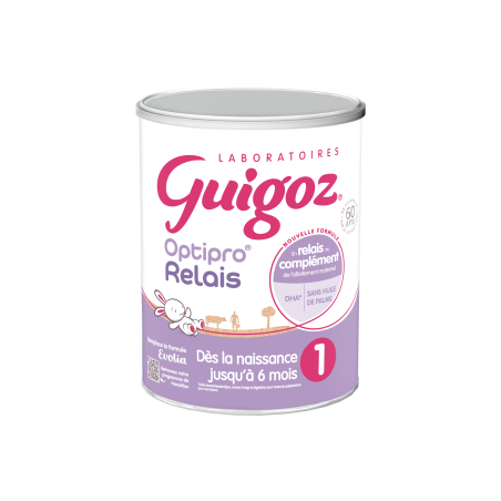GUIGOZ Optipro Relais 1 – lait infantile en poudre, dès la naissance jusqu’à 6 mois, boîte de 800 g