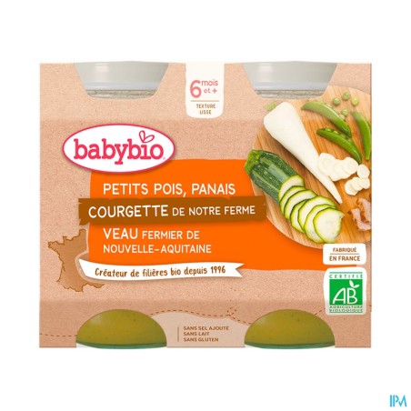 BABYBIO MENU PP/PAN/COU/VEAU2X200G