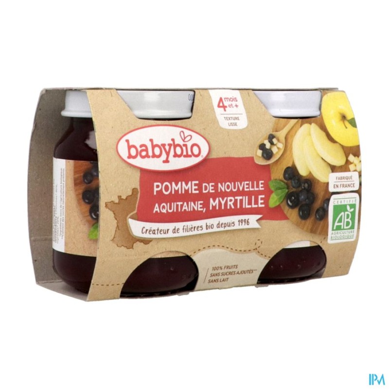 BABYBIO POMME/MYRTILLE 2X130G