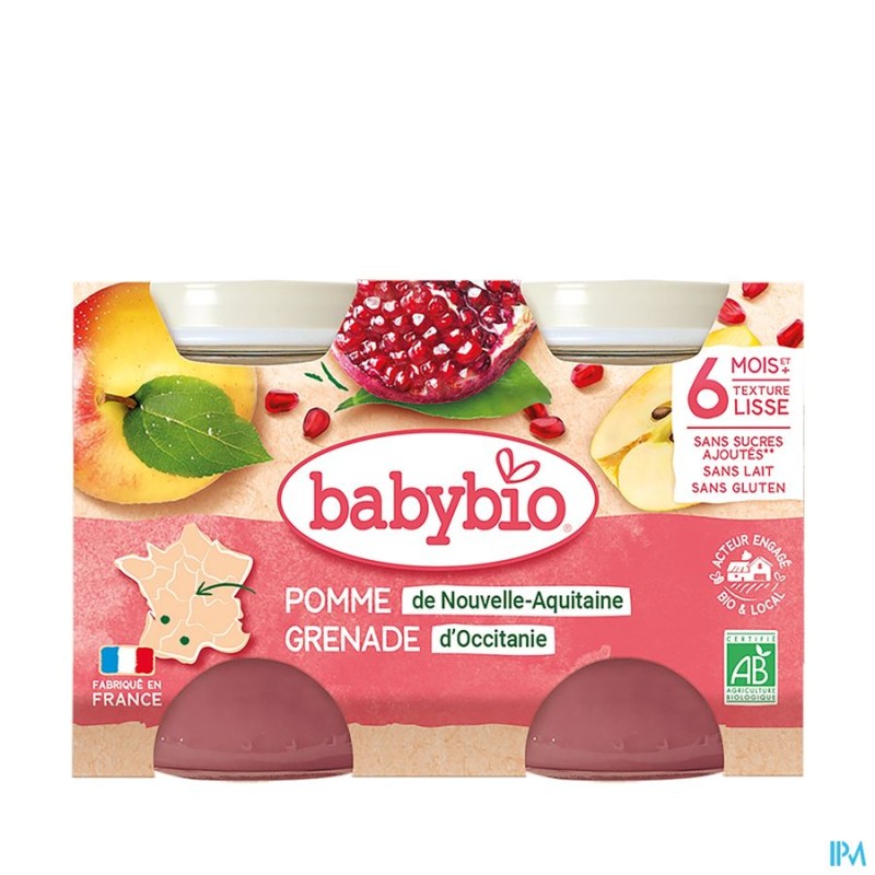 BABYBIO POMME/GRENADE POT 2X130G