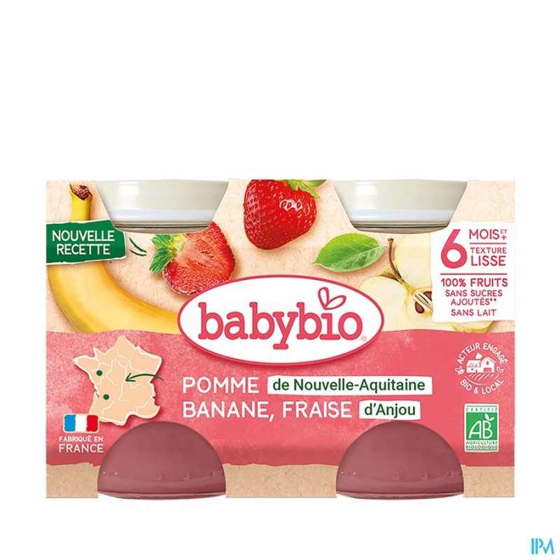 BABYBIO BANANE/FRAISE MENTH 2X130G