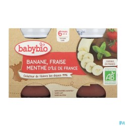 BABYBIO BANANE/FRAISE MENTH 2X130G