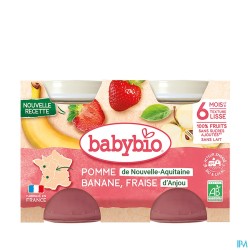 BABYBIO BANANE/FRAISE MENTH 2X130G