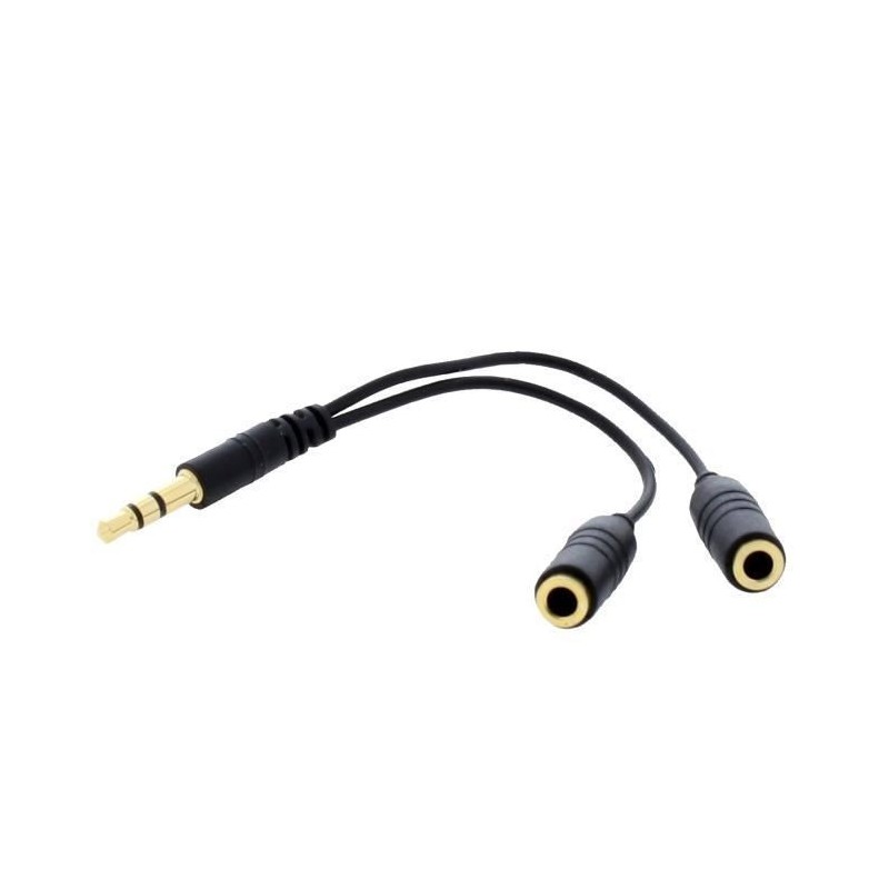 T'nB Doubleur Stéréo Jack 3.5mm - Noir  - Mâle/Femelle