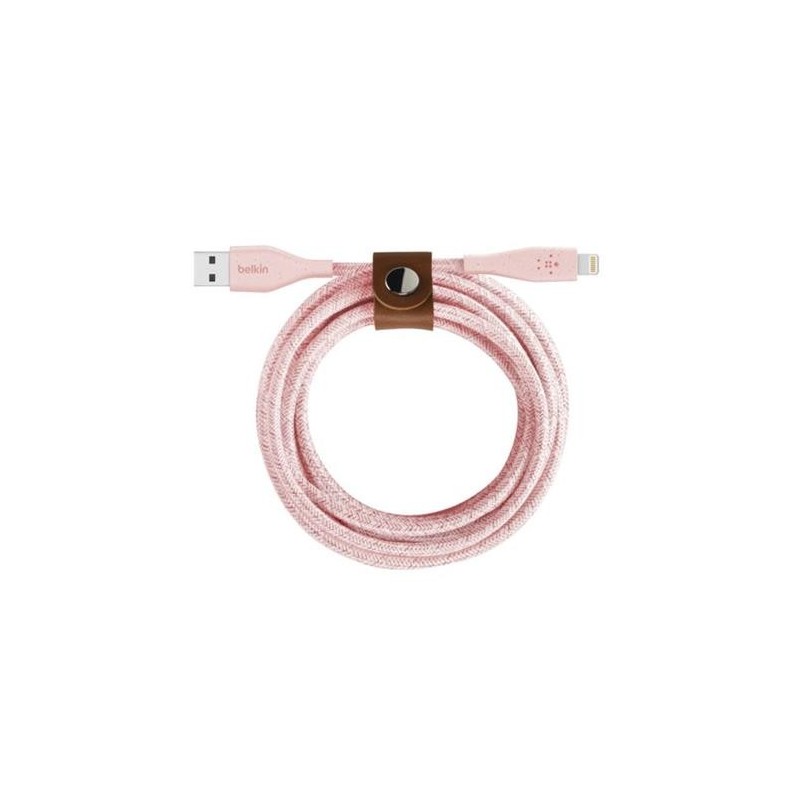 Câble avec sangle Lightning USB-A 1m rose Belkin