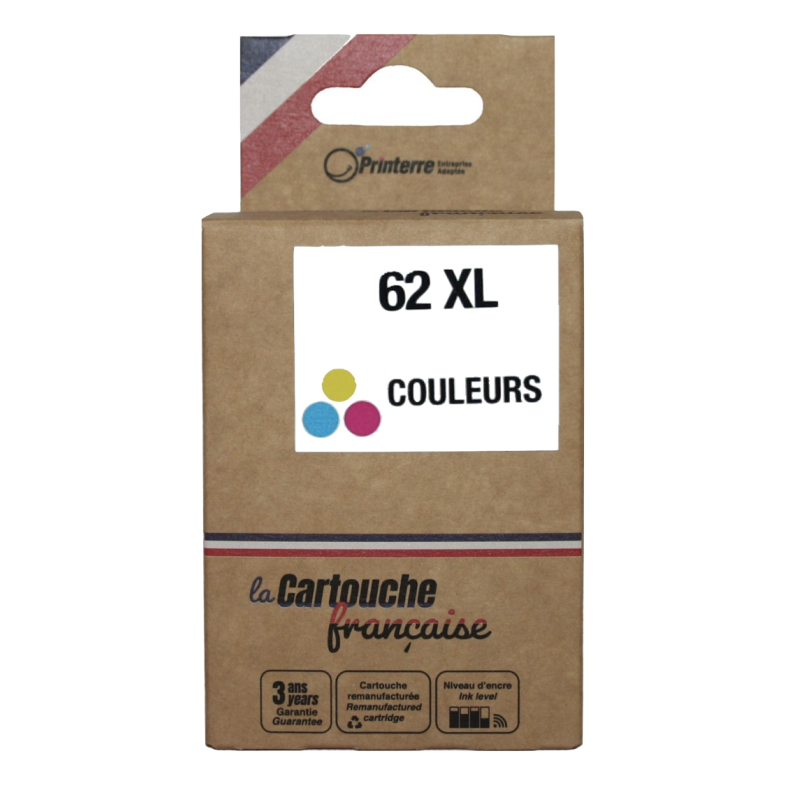 Cartouche d'encre - COMPATIBLE - HP 62XL - Couleurs