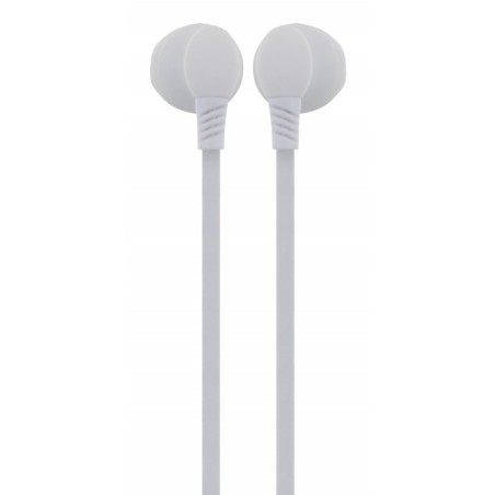 Ecouteurs filaire BigBen câble plat  - jack 3,5mm - micro - blanc