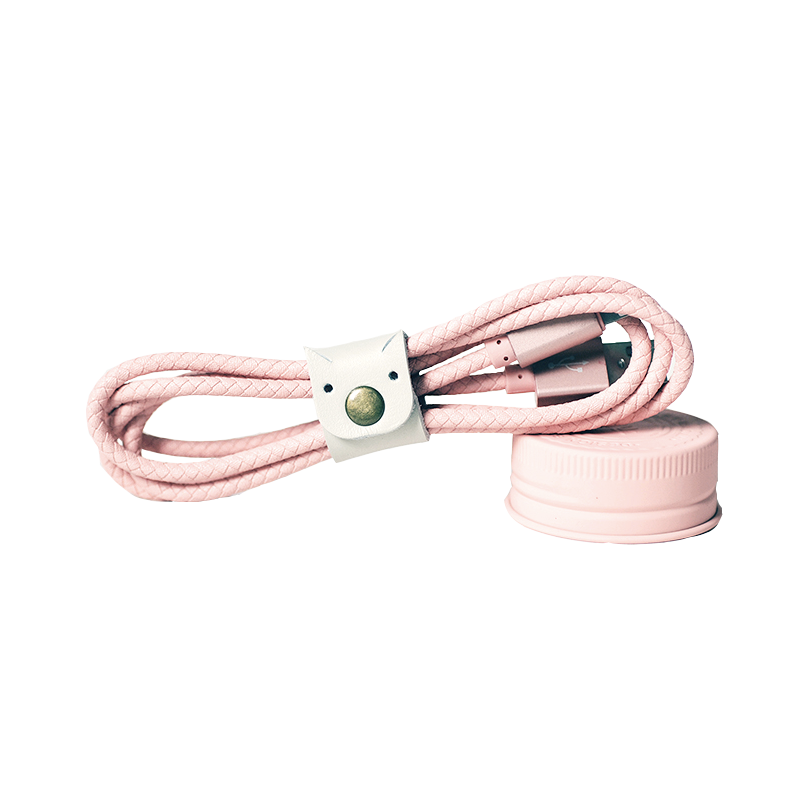 Câble Yello Koko finition tréssé 1mètre - peach