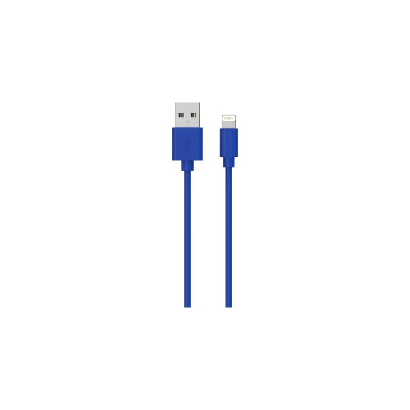 Câble USB A/Lightning 1m 2.4A Bleu WOW