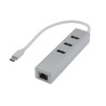 HUB USB 3.0 TYPE-C VERS 3 USB-A+RJ45 GIGABIT MÂLE/FEMELLE METAL GRIS