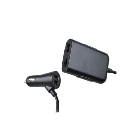 CHARGEUR ALLUME CIGARE AVEC RALLONGE 4 PORTS 7,2A NOIR